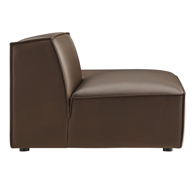 Restore Vegan Leather Right-Facing Armless Modular Chaise in Espresso