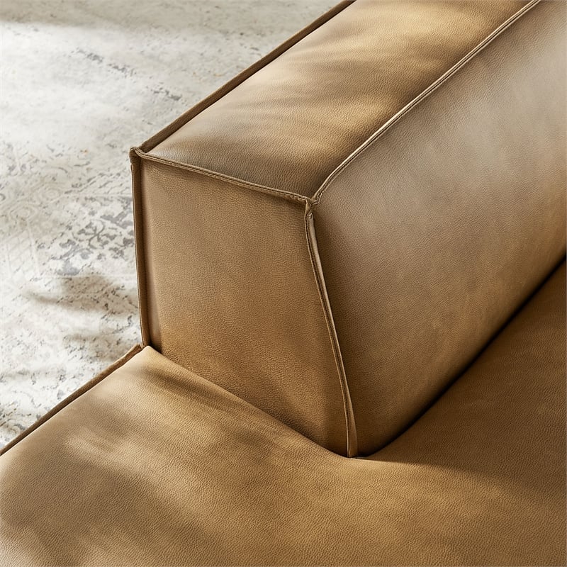 Restore Vegan Leather Left-Facing Armless Modular Chaise in Toast