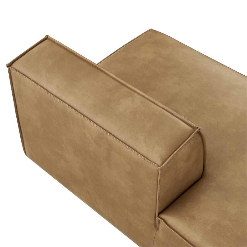 Restore Vegan Leather Left-Facing Armless Modular Chaise in Toast