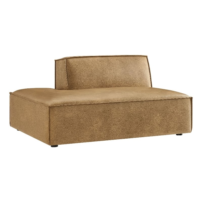 Restore Vegan Leather Left-Facing Armless Modular Chaise in Toast