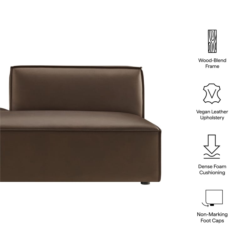 Restore Vegan Leather Left-Facing Armless Modular Chaise in Espresso