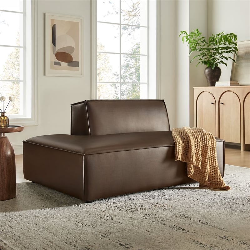Restore Vegan Leather Left-Facing Armless Modular Chaise in Espresso