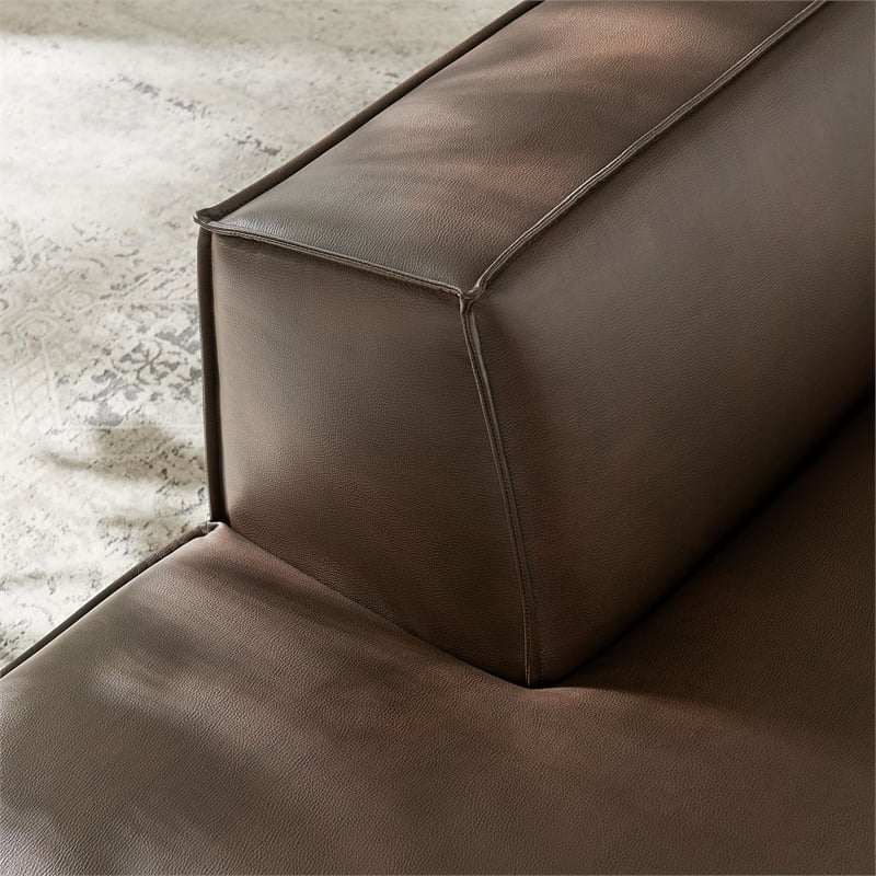 Restore Vegan Leather Left-Facing Armless Modular Chaise in Espresso