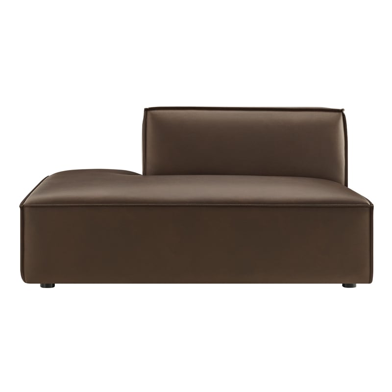 Restore Vegan Leather Left-Facing Armless Modular Chaise in Espresso
