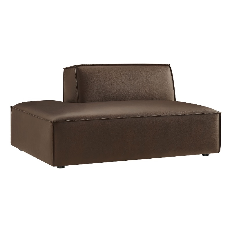 Restore Vegan Leather Left-Facing Armless Modular Chaise in Espresso