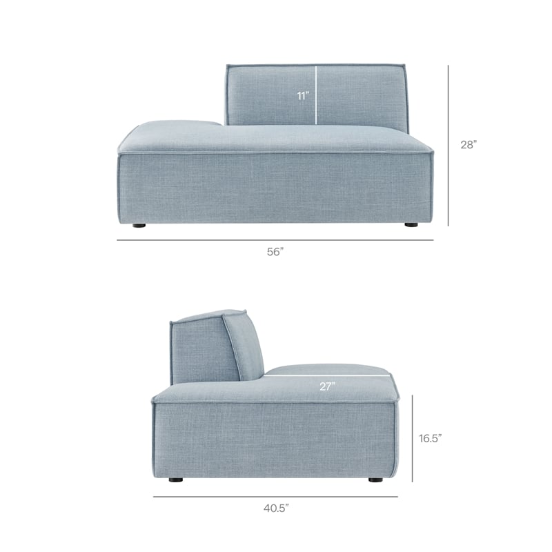 Restore Performance Fabric Upholstered Left-Facing Armless Modular Chaise