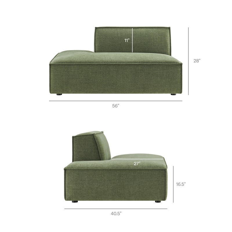 Restore Performance Fabric Upholstered Left-Facing Armless Modular Chaise
