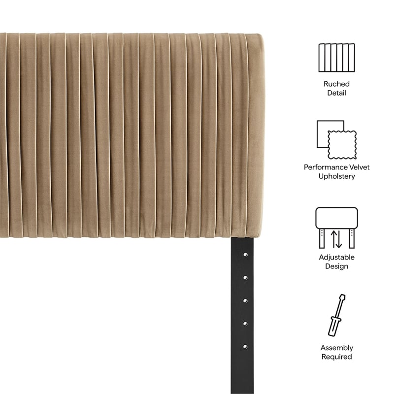 Eloise Stain-Resistant Performance Velvet King Headboard in Taupe