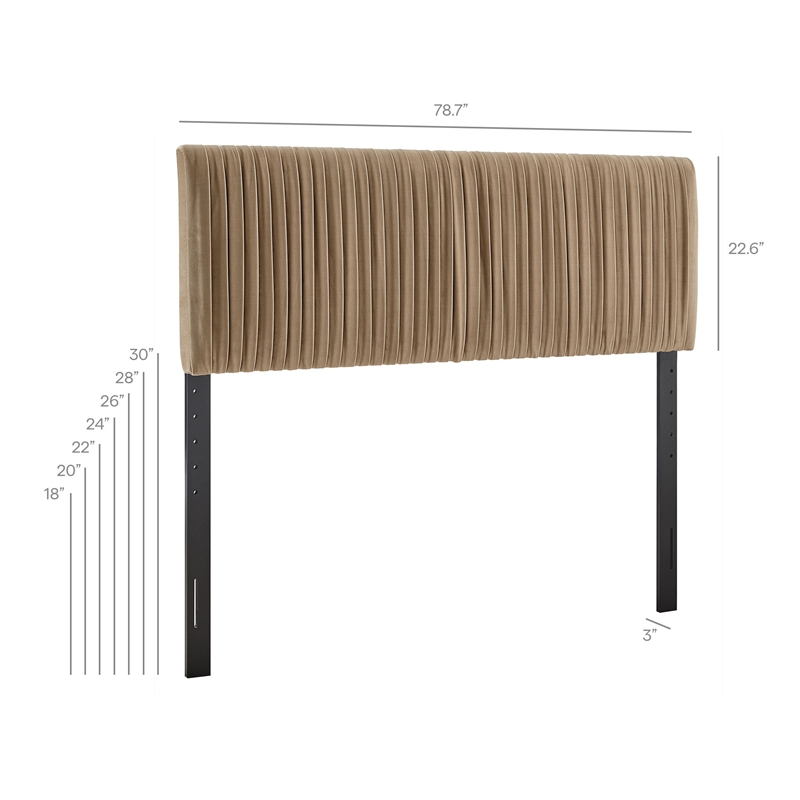 Eloise Stain-Resistant Performance Velvet King Headboard in Taupe