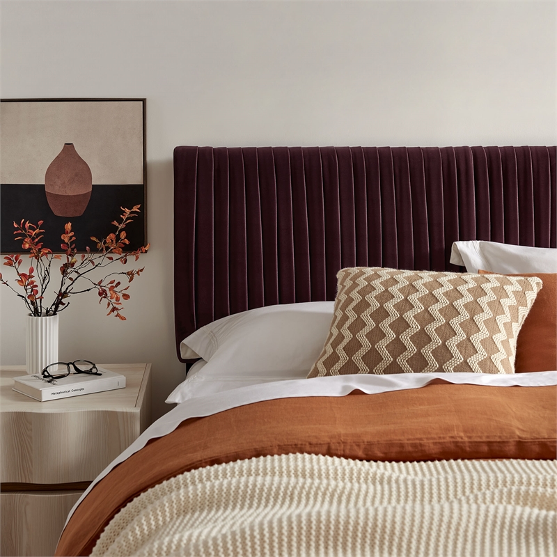 Eloise Stain-Resistant Performance Velvet King Headboard in Mulberry