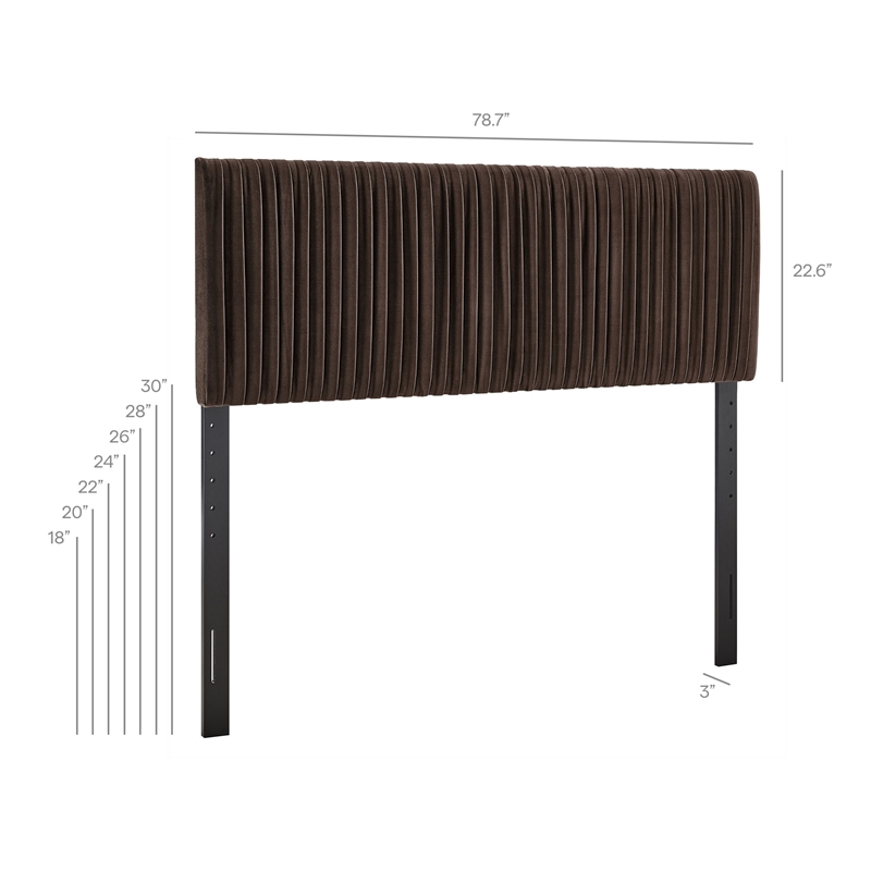 Eloise Stain-Resistant Performance Velvet King Headboard in Chocolate Brown