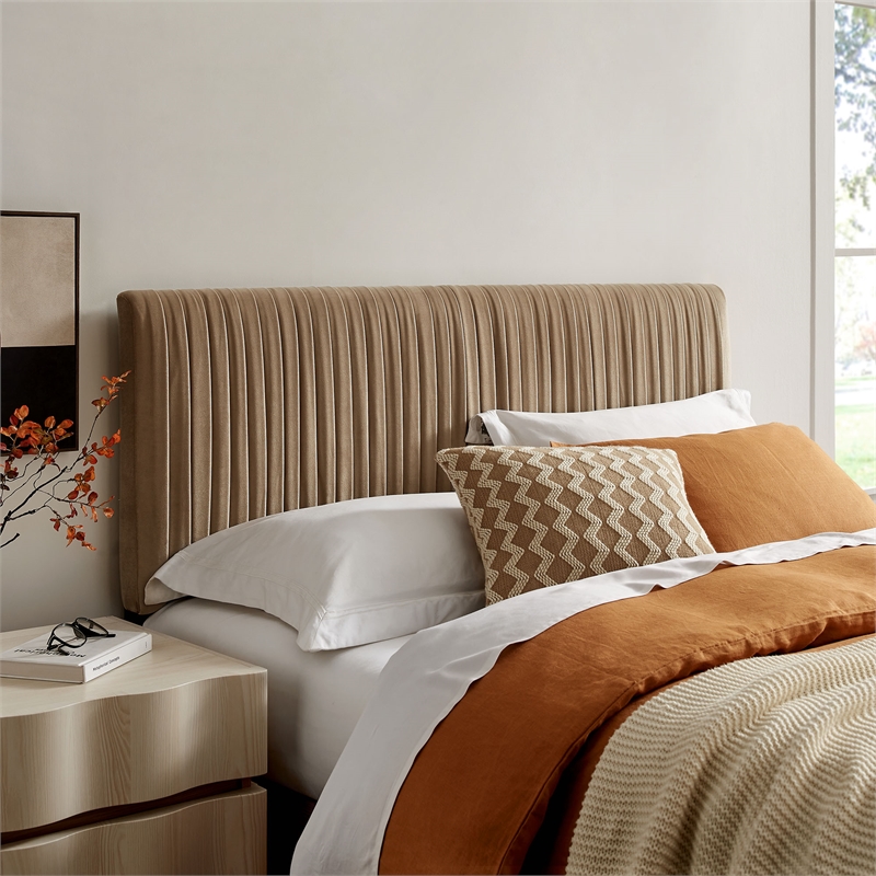 Eloise Stain-Resistant Performance Velvet Queen Headboard in Taupe