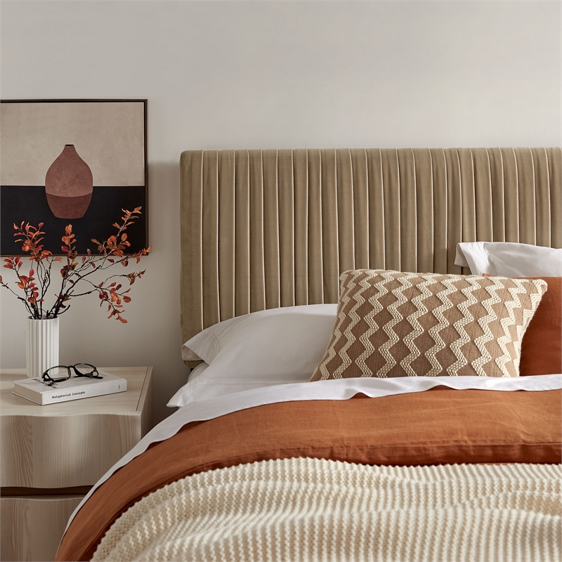 Eloise Stain-Resistant Performance Velvet Queen Headboard in Taupe