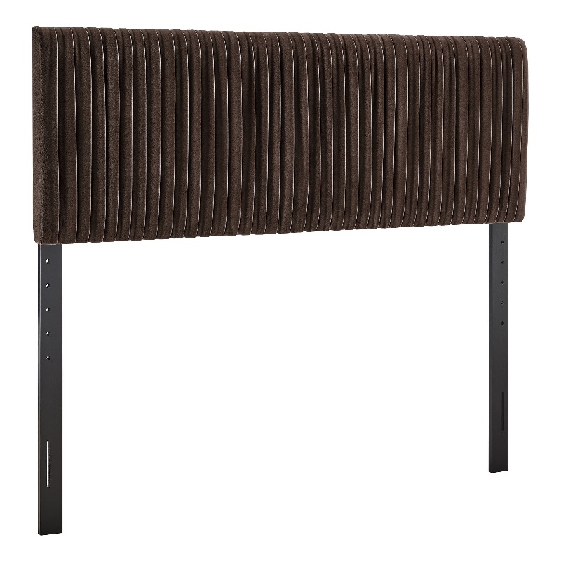 Eloise Stain-Resistant Performance Velvet Queen Headboard in Chocolate Brown