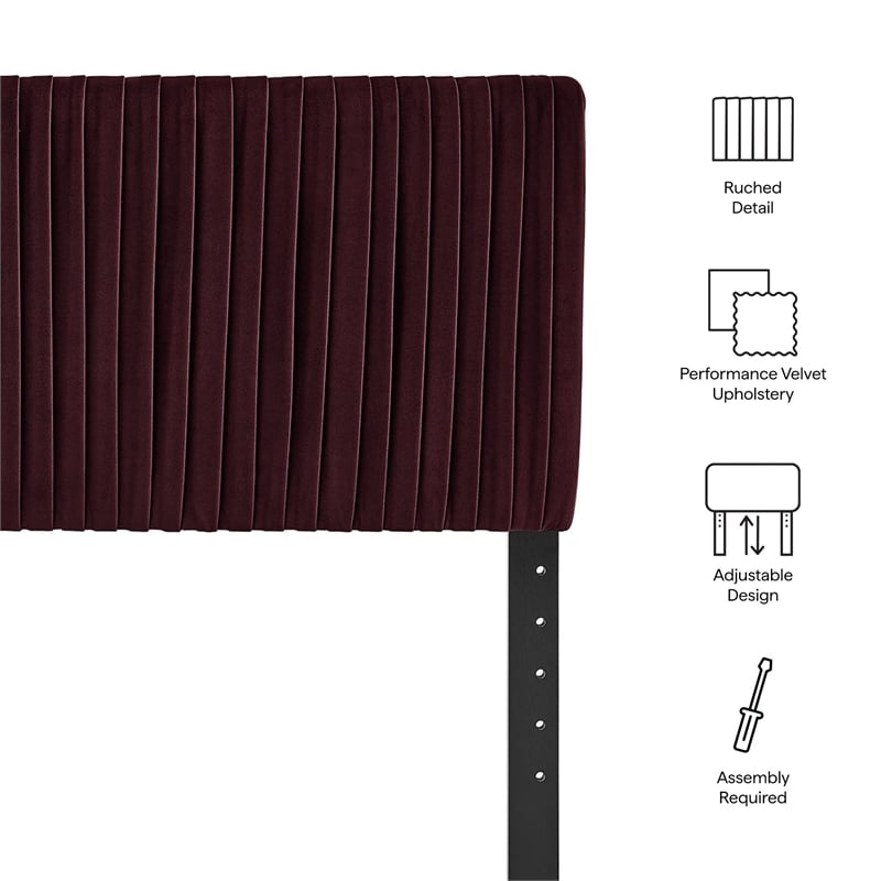 Eloise Stain-Resistant Performance Velvet Full Headboard in Mulberry