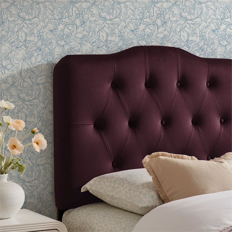 Annabel Stain-Resistant Performance Velvet Twin Headboard in Mulberry