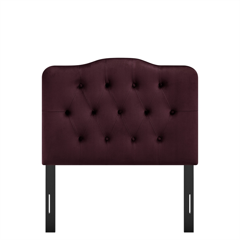 Annabel Stain-Resistant Performance Velvet Twin Headboard in Mulberry