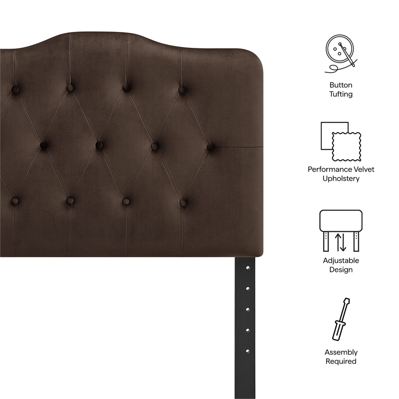 Annabel Stain-Resistant Performance Velvet Twin Headboard in Chocolate Brown