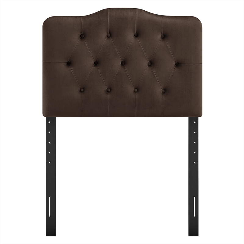 Annabel Stain-Resistant Performance Velvet Twin Headboard in Chocolate Brown
