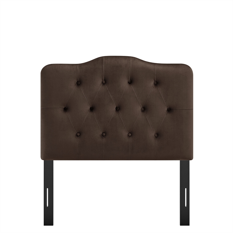 Annabel Stain-Resistant Performance Velvet Twin Headboard in Chocolate Brown