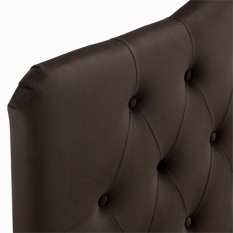 Annabel Stain-Resistant Performance Velvet Twin Headboard in Chocolate Brown