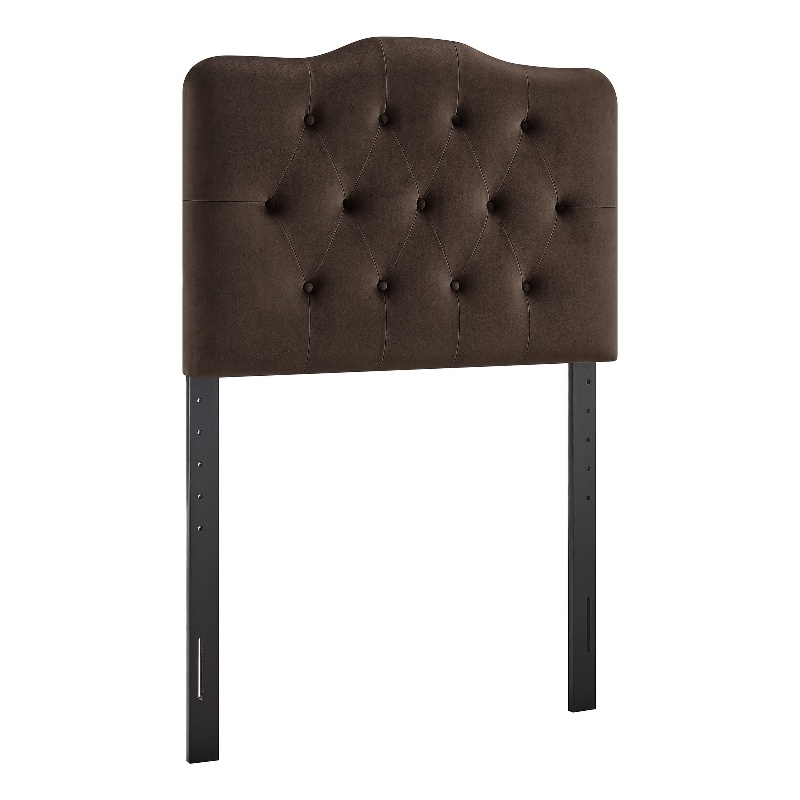 Annabel Stain-Resistant Performance Velvet Twin Headboard in Chocolate Brown