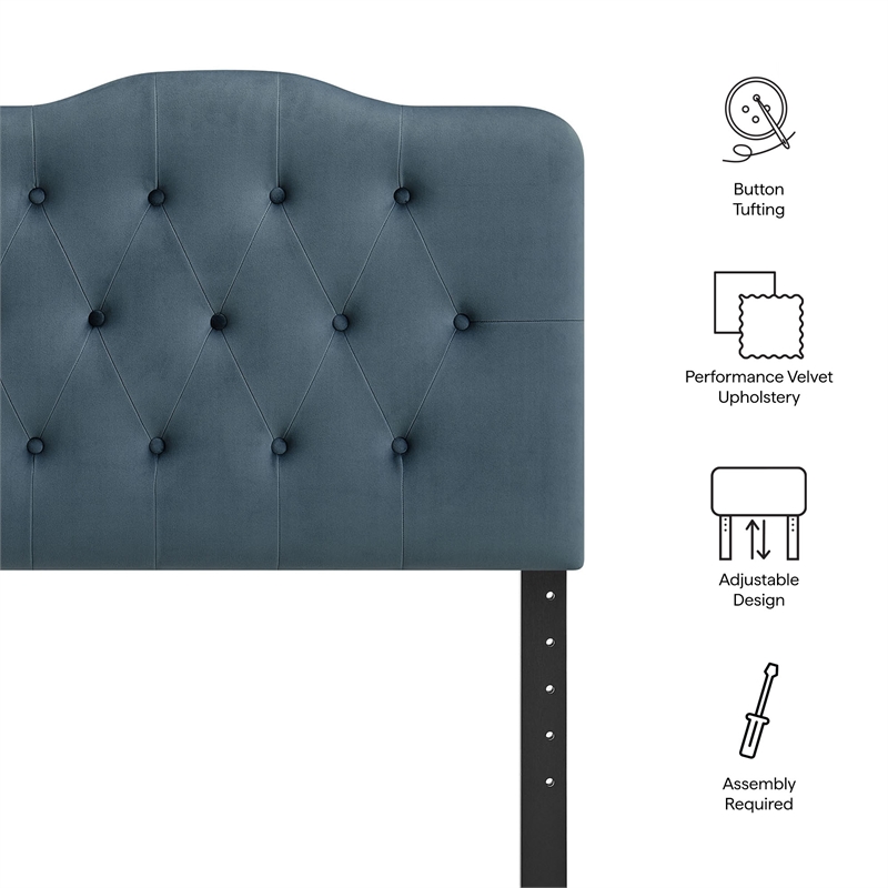 Annabel Stain-Resistant Performance Velvet Twin Headboard in Cadet Blue