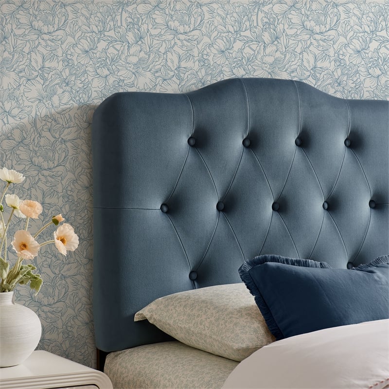 Annabel Stain-Resistant Performance Velvet Twin Headboard in Cadet Blue