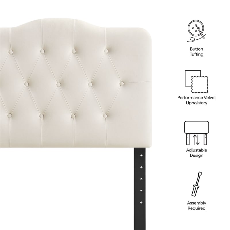 Annabel Stain-Resistant Performance Velvet Twin Headboard in Alabaster