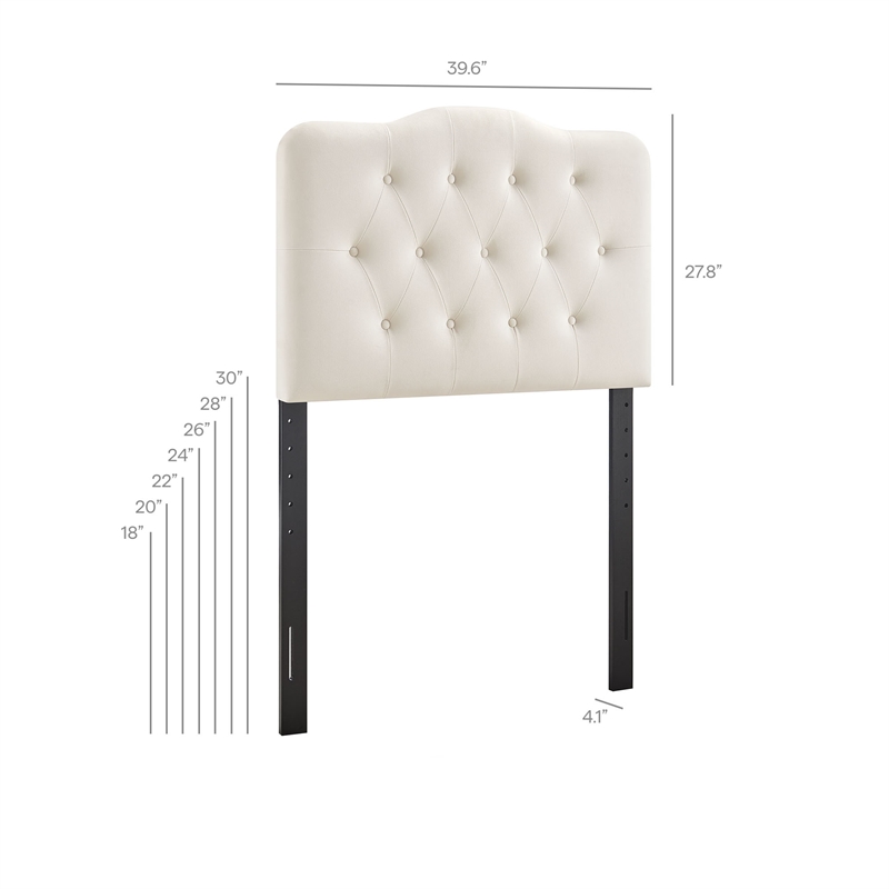 Annabel Stain-Resistant Performance Velvet Twin Headboard in Alabaster