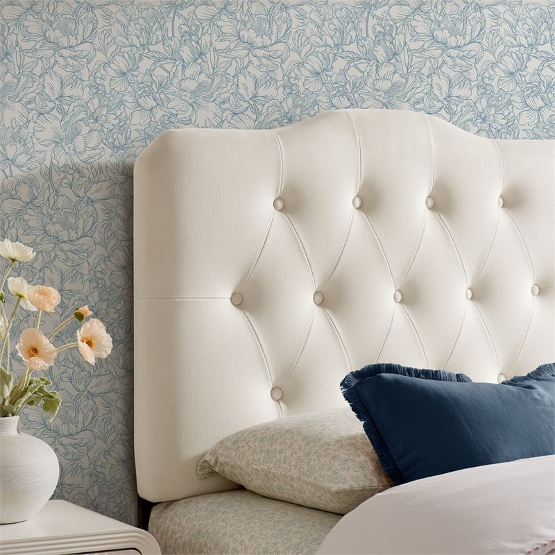 Annabel Stain-Resistant Performance Velvet Twin Headboard in Alabaster
