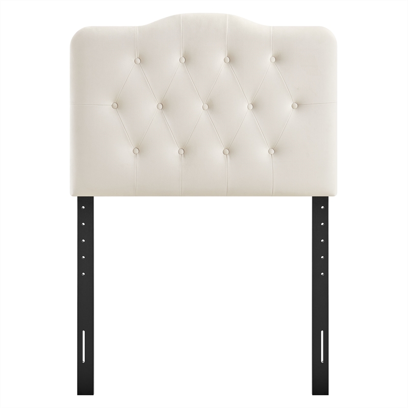 Annabel Stain-Resistant Performance Velvet Twin Headboard in Alabaster