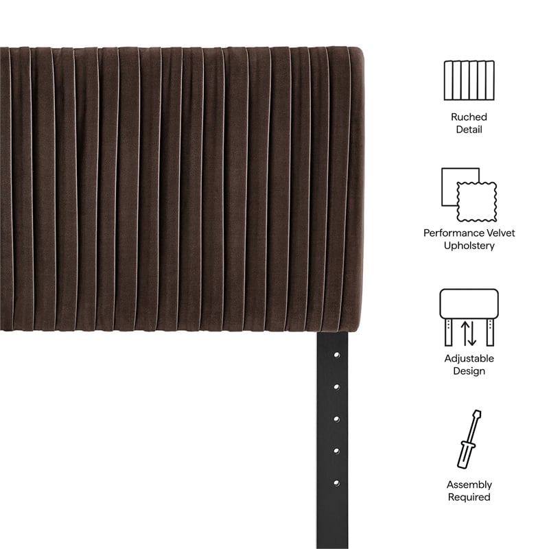 Eloise Stain-Resistant Performance Velvet Full Headboard in Chocolate Brown