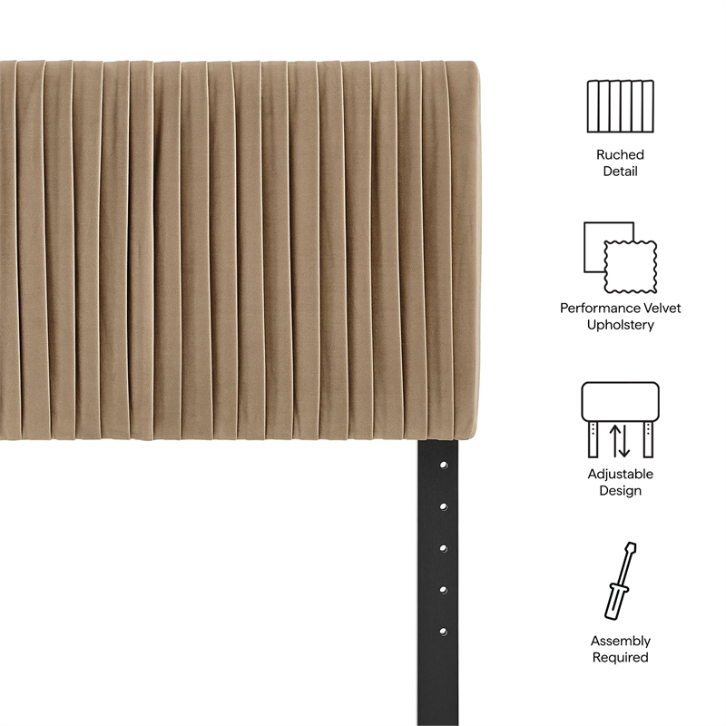 Eloise Stain-Resistant Performance Velvet Twin Headboard in Taupe