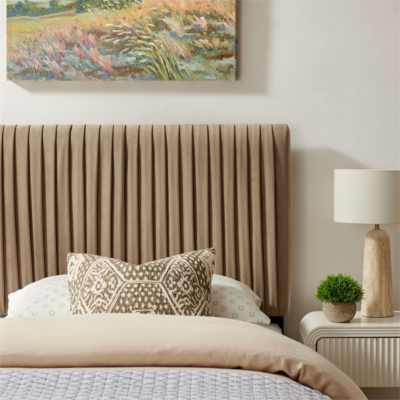 Eloise Stain-Resistant Performance Velvet Twin Headboard in Taupe
