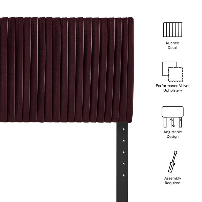 Eloise Stain-Resistant Performance Velvet Twin Headboard in Mulberry