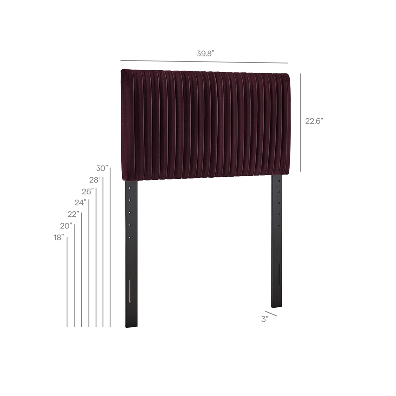 Eloise Stain-Resistant Performance Velvet Twin Headboard in Mulberry
