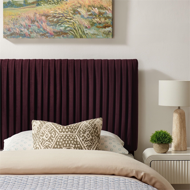 Eloise Stain-Resistant Performance Velvet Twin Headboard in Mulberry