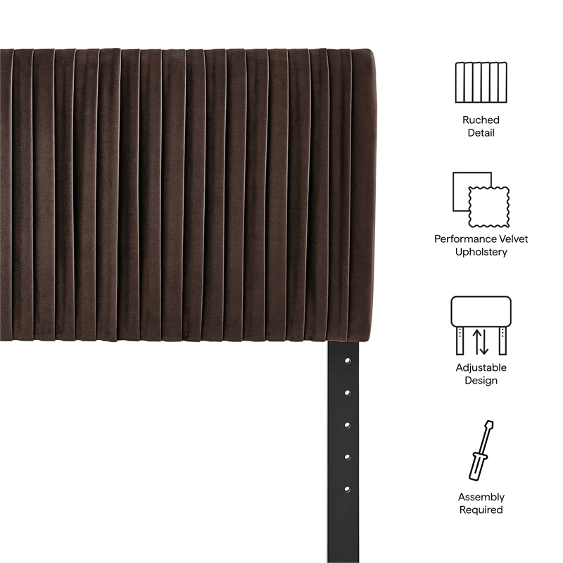 Eloise Stain-Resistant Performance Velvet Twin Headboard in Chocolate Brown