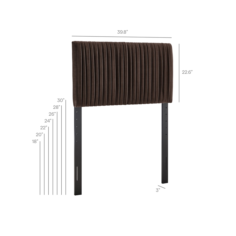 Eloise Stain-Resistant Performance Velvet Twin Headboard in Chocolate Brown