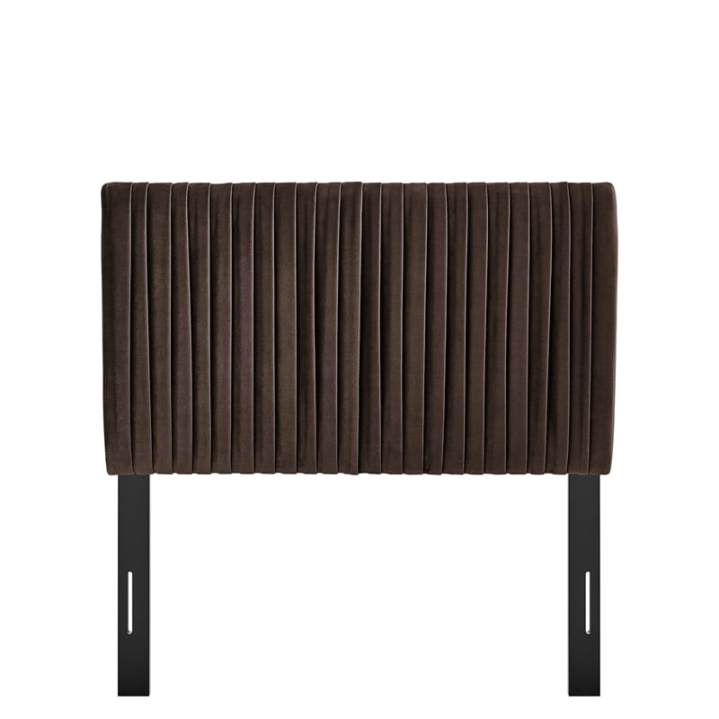Eloise Stain-Resistant Performance Velvet Twin Headboard in Chocolate Brown