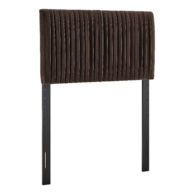 Eloise Stain-Resistant Performance Velvet Twin Headboard in Chocolate Brown
