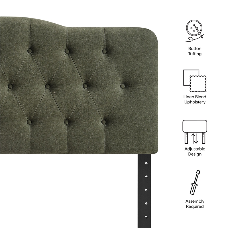 Annabel Premium Linen Blend King Headboard in Sage