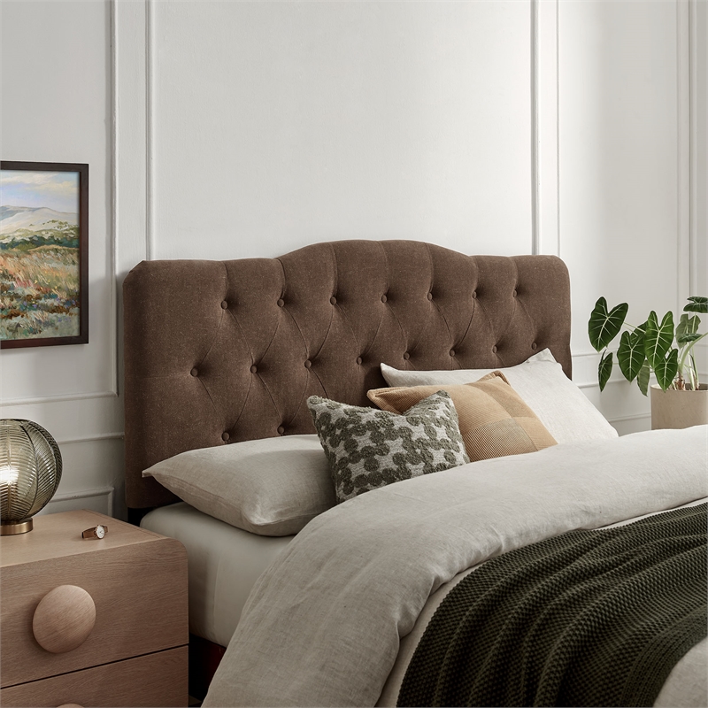 Annabel Premium Linen Blend King Headboard in Cocoa