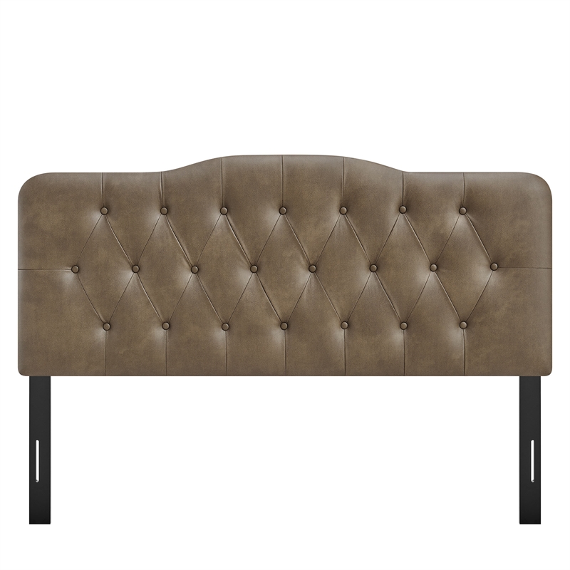 Annabel Faux Leather Queen Headboard in Mushroom