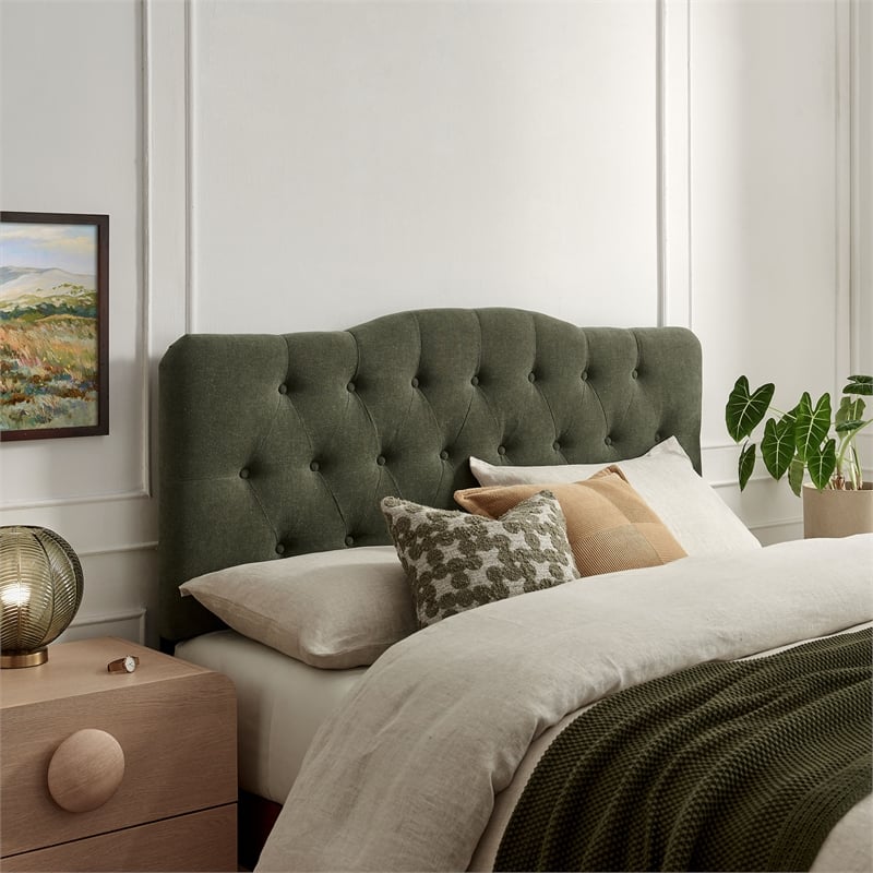 Annabel Premium Linen Blend Queen Headboard in Sage