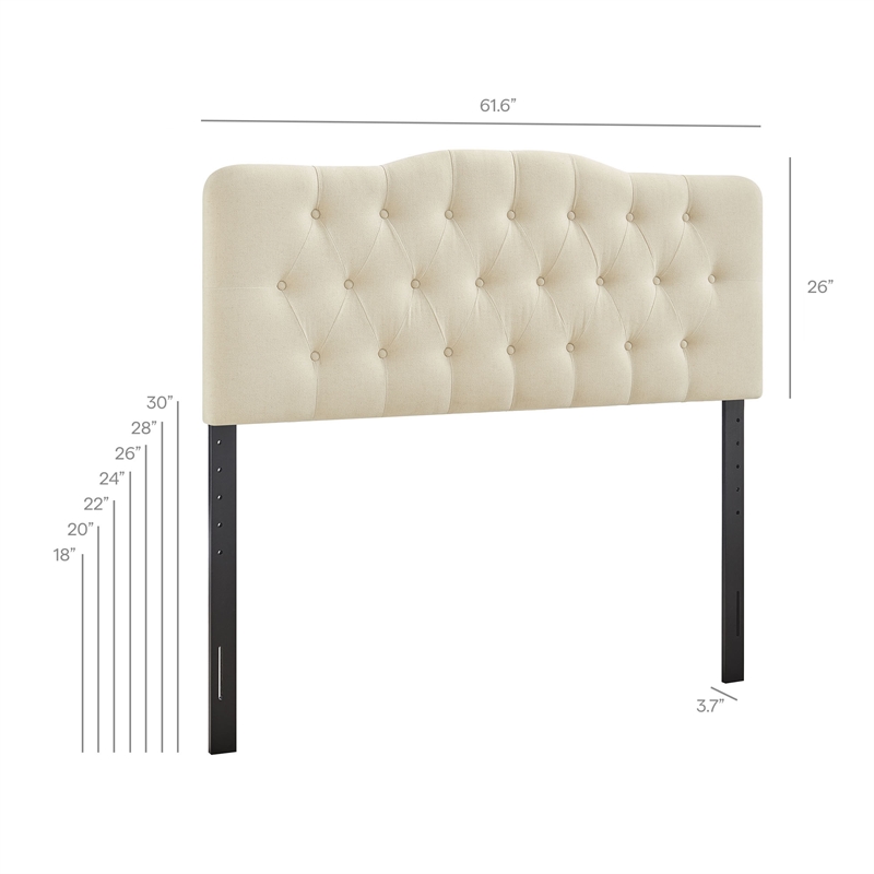 Annabel Premium Linen Blend Queen Headboard in Linen