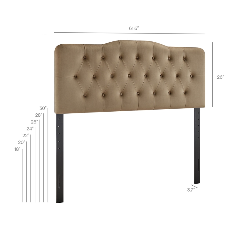 Annabel Stain-Resistant Performance Velvet Queen Headboard in Taupe