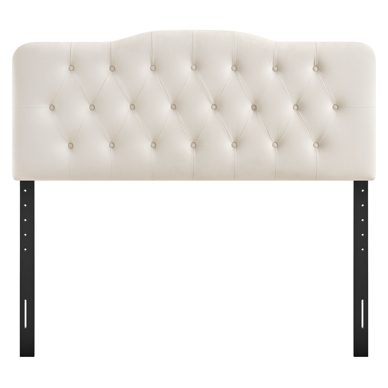 Annabel Stain-Resistant Performance Velvet Queen Headboard in Alabaster