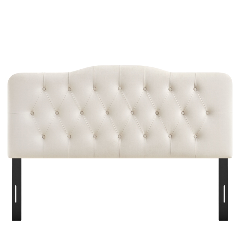 Annabel Stain-Resistant Performance Velvet Queen Headboard in Alabaster